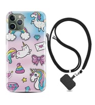 Apple iPhone 11 12 13 14 Pro Max Kılıf Boyun Askılı Silikon Unicorn Mektup 1800