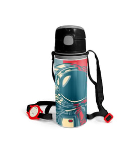 Coral High Kids Çivit Kırmızı Astronot Desenli Pipetli Alüminyum Matara 600 ml 11941