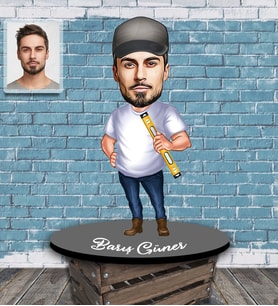 Kişiye Özel Mühendis Karikatürlü Ahşap Biblo Bay-2-Eco