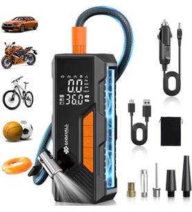 Dijital Göstergeli LED Işıklı Taşınabilir 4500MAH Araç Lastik Şişirme Hava Kompresörü