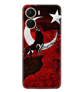 Vivo Y16 Kılıf Resimli Desenli Baskılı Silikon Wolf and Moon 2 1381