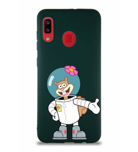 Samsung Galaxy A30 Soft Premier Kapak Sandy Tasarımlı Silikon Kılıf - Yeşil (Şeffaf)