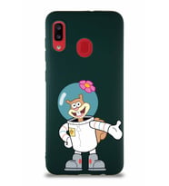 Samsung Galaxy A30 Soft Premier Kapak Sandy Tasarımlı Silikon Kılıf - Yeşil (Şeffaf)