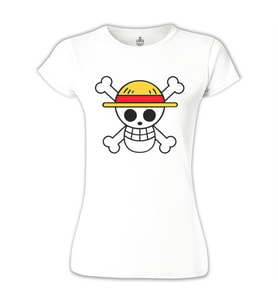 One Piece - Logo Beyaz Bayan Tshirt