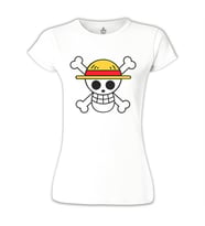 One Piece - Logo Beyaz Bayan Tshirt