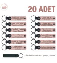 Eğitmenden Öğrencilere Hediye 20'li Set, Kişiselleştirilebilir İsimli Anahtarlık, Pudra & Lacivert