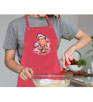 BK Gift Kişiye Özel Anneler Günü Karikatürlü Profesyonel Kırmızı Mutfak Önlüğü, Aşçı Önlüğü, Şef Önlüğü, Arkadaşa Hediye-10