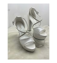 ÇİĞDEM SEDEFLİ BEYAZ SATEN ÇAPRAZ TAŞ BANTLI PLATFORM TOPUKLU AYAKKABI - SEDEFLİ BEYAZ - 38 - ST02178-SEDEFLİ BEYAZ-38