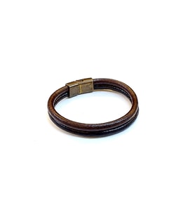 Pure Leather Brown Hakiki Deri Erkek Bileklik – Mıknatıs Kilitli-1456