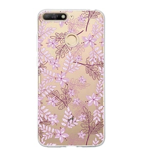 Huawei Y6 2018 Uyumlu Kapak Floral Pudra Tasarımlı Şeffaf Silikon Kılıf
