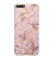 Huawei Y6 2018 Uyumlu Kapak Floral Pudra Tasarımlı Şeffaf Silikon Kılıf