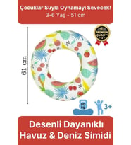 Premium Dayanıklı Güvenli 80 kg 51 Cm 176 lbs Çocuk Eğlenceli Meyve Desenli Deniz Havuz Yüzme Simidi