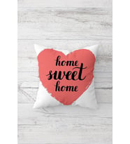 Kalp Home Sweet Home Çift Tarafı Baskılı Gizli Fermuarlı Yastık Kılıfı Kırlent Koltuk Yastık Kılıfı (Beyaz)
