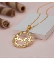 925 Ayar Gümüş Harfli Kalp Ritim Kolye