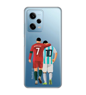 Redmi Note 12 Pro 5G Uyumlu Lionel Messi ve Cristiano Ronaldo Desenli Şeffaf Telefon Kılıfı