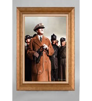 Altın Varaklı Çerçeveli Paspartulu Atatürk Tablo a548 (Gold)