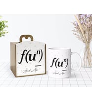 BK Gift Kişiye Özel Ahşap Kutuda Eğlence Denklem Tasarımlı Beyaz Kupa Bardak-1