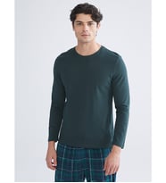 LC WAIKIKI Yeşil Bisiklet Yaka Uzun Kollu Erkek Pijama Üst