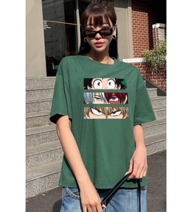 Unisex Ken Kaneki Baskılı T-shirt (Yeşil)