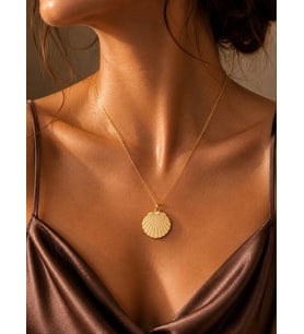 Kişiye Özel 925 Ayar Gümüş Deniz Kabuğu Kolye (Gold)
