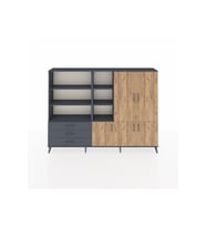 Arges Dolap 11 Raflı 3 Çekmeceli 5 Kapaklı 220x30x163 Antrasit-Çam/Antrasit