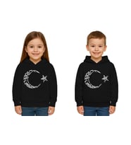 Unisex Ay Yıldızlı 19 Mayıs 29 Ekim 23 Nisan 10 Kasım Atatürk Çocuk Kapüşonlu Sweatshirt (Siyah)
