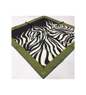 Zebra Desen Black Seri Twill Eşarp Eşarp Askısı ile Birlikte 90x90 cm Yeşil Siya