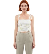 Stil Kadın Animal Leopar Desenli Bağlama Detaylı Esnek Bluz Crop Örme Slim Kalıp