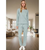 Kadın Yıldız Desenli Pamuklu Pijama Takımı Rahat Ev Giyim Seti Seçkin Malzeme Özenle Seçilmiş