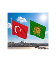 TRY Bayrağı ve Alpaka Kumaş Türk Bayrağı 2'li Set 100x150cm