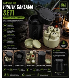 Kamp & Outdoor Çok Amaçlı Baharat ve Saklama Seti – Taşınabilir 6 Parça