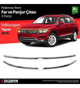 Drs Tuning Tiguan Uyumlu Krom Far Üst Çıtası 3 Parça. 2016-2020
