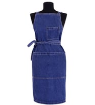 Unisex Ayarlanabilir Yaka Cepli Mavi Denim Şef Önlüğü