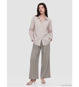 LCW Comfort Bej Beli Lastikli Modal Karışımlı Kadın Pantolon