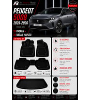 PEUGEOT 5008 2025-2026 Araca Özel 3D Paspas + 3D Bagaj Havuzu