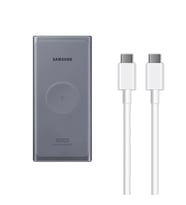 Samsung Galaxy A71 25W 10000mAh Kablosuz Şarj Özellikli 2 Metre Type-C to Type-C Kablolu Powerbank (Gri)