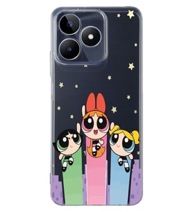 Realme C53 Uyumlu Powerpuff Girls Desenli Şeffaf Telefon Kılıfı