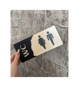 Meşe Serisi Kabartmalı Natural Wc Yönlendirme Levhası
