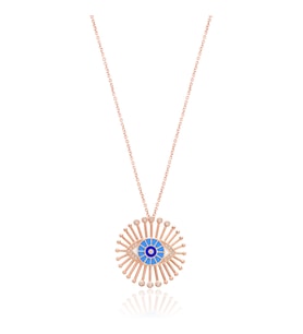EMILIANO JEWELLERY SİLVER 925 AYAR ZİRKON TAŞLI GÖZ DESENLİ KOLYE