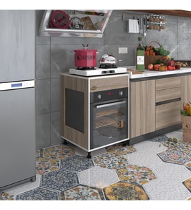 Kenzlife ankastre modülü kabini tilkowski3 crd 85*60*56 fırın ocak dolabı ayarlı ayaklı üstü kapalı (Karışık)