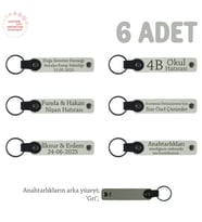 Yoga Ekibine Özel Üzerinde İsim Yazılı Hatıra Anahtarlık 6’lı Set, Armağan, Beyaz & Gri