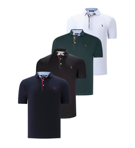 DÖRTLÜ SET T8582 DEWBERRY ERKEK T-SHIRT-SİYAH-BEYAZ-LACİVERT-YEŞİL (Karışık)