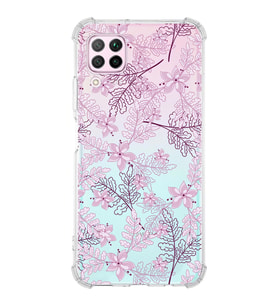 Huawei P40 Lite  Köşe Korumalı Antişok Kapak Floral Pudra Tasarımlı Şeffaf  Kılıf