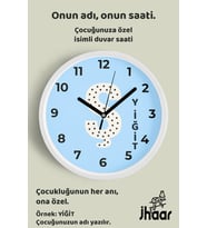 İsme Özel Ş Harfi Çocuk Odası Duvar Saati Orta Boy 30 cm Beyaz Camlı Sessiz