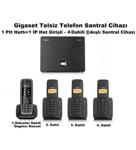 Gigaset C530 IP 4 Dahili Dect Telsiz Kablosuz Telefon Santrali (Siyah)