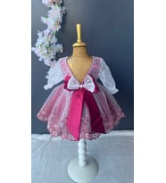 FURYA KİDS Kız Bebek 0-6 Ay Gelinlik Elbise 4 lü Mevlütlük Set Uzun Kollu Dantelli Premium Mevlütlük Elbise (Bordo)