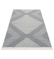 Makine Kaymaz Yıkanabilir Beyaz Geometrik Jüt Salon Halısı Mutfak Halısı Koridor Halısı Yolluk 15 grey