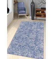 Lacivert Leopar Kaymaz Taban Makinede Yıkanabilir Halı LE04 - 100 x 160 cm