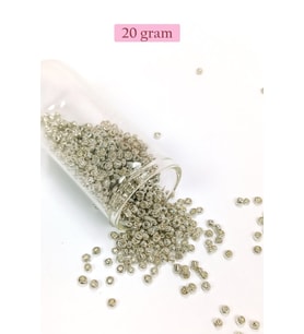 Dökme Cam Kum Boncuk (8/0) 3 mm - 20 Gram - Parlak Gümüş - BNC147