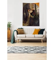 Multirenk Sevgiliye Kavuşma Leke Tutmaz Kadife Kumaş Duvar Örtüsü Duvar Halısı Tapestry (KAHVE)